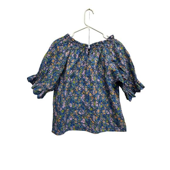 Jennifer Grace Blue Floral Eyelet Peasant Top Size M Boho Festival Resort - Picture 7 of 10
